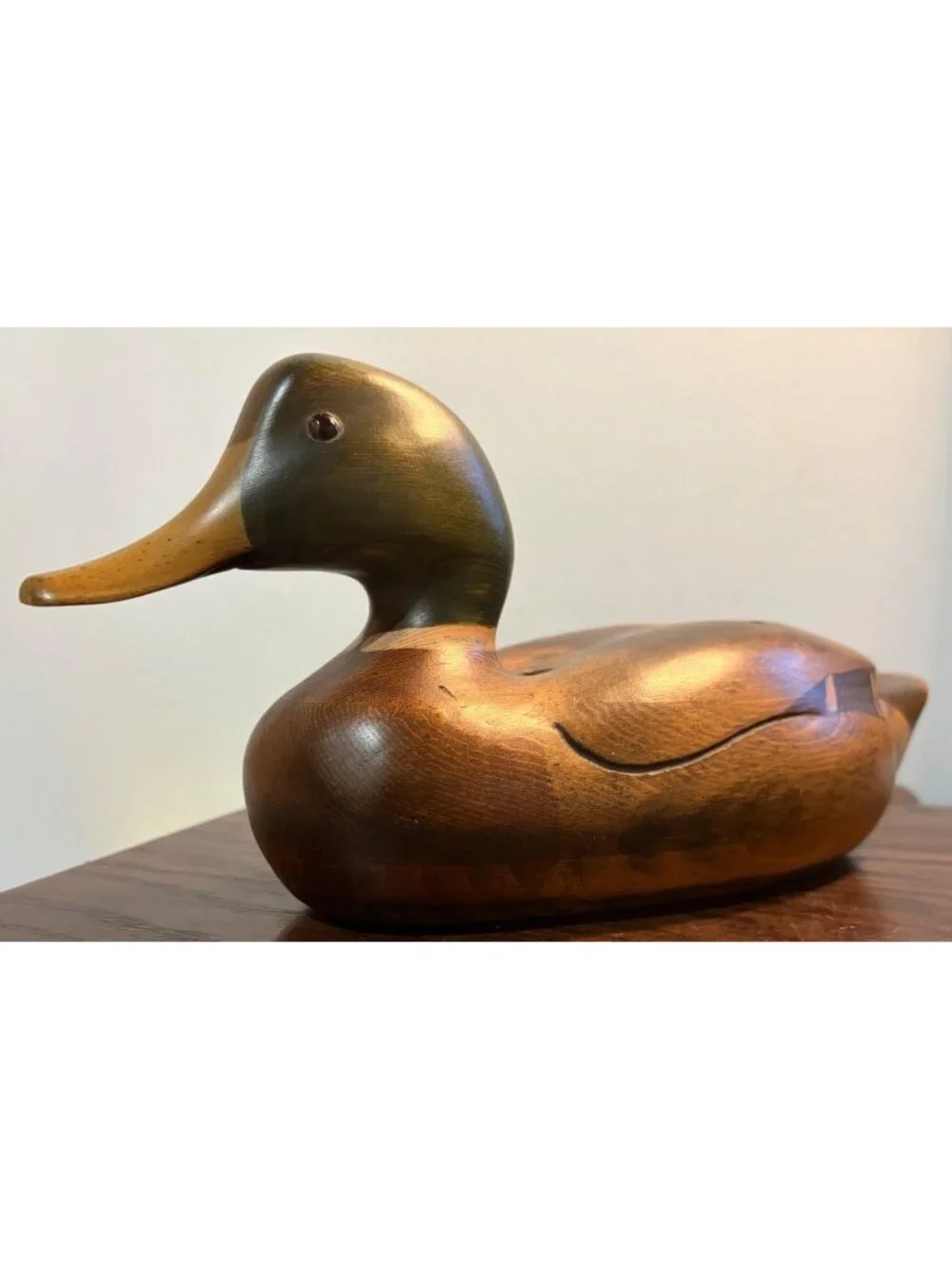VTG Tom Taber Hand Carved Decoy Duck Signed Collectible Display Piece